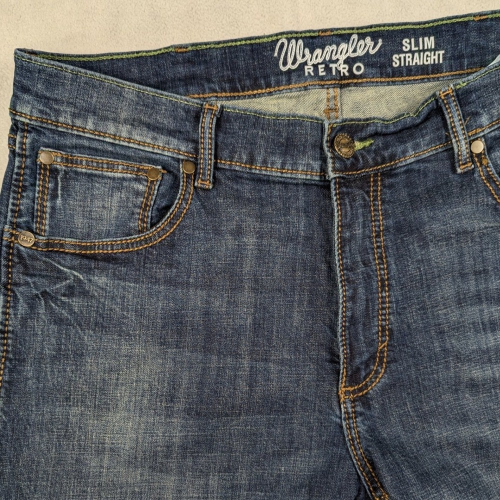 Wrangler Retro Slim Straight Jeans Mens 36 Blue Denim 10WLT88BZ